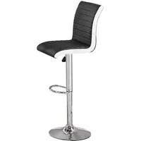 Ritz Height-Adjustable Bar Stool - Black, Faux Leather