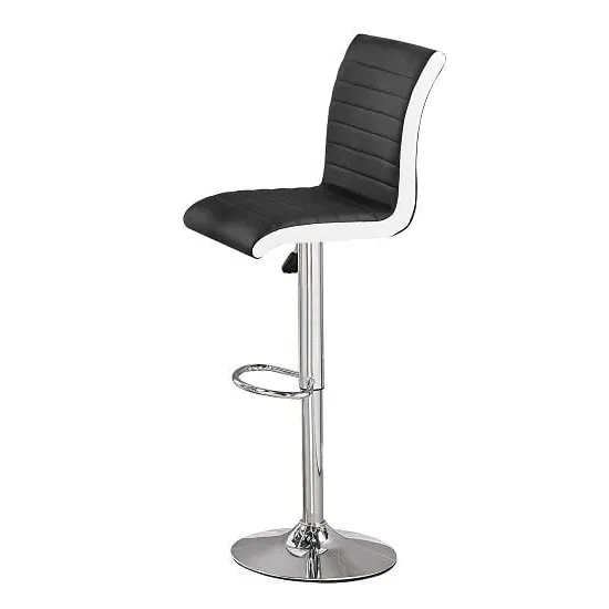 Ritz Height-Adjustable Bar Stool - Black, Faux Leather