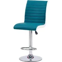 Ritz Height-Adjustable Bar Stool - Teal, Faux Leather