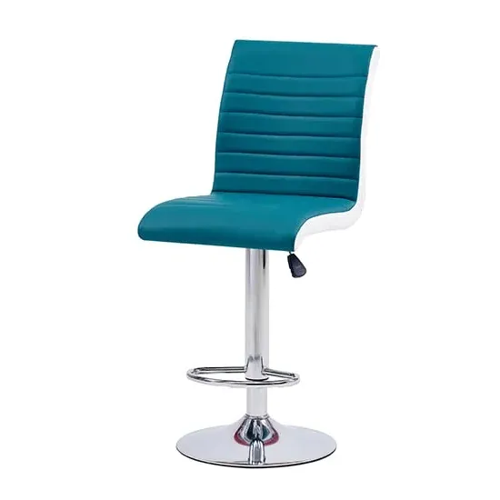 Ritz Height-Adjustable Bar Stool - Teal, Faux Leather