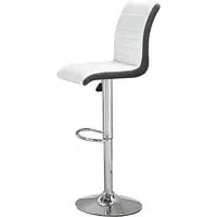Ritz Height-Adjustable Bar Stool - White, Faux Leather