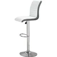 Ritz Height-Adjustable Bar Stool - White, Faux Leather