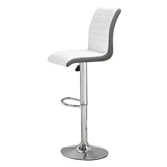 Ritz Height-Adjustable Bar Stool - White, Faux Leather image