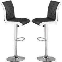 Ritz Height-Adjustable Bar Stools - Black, Faux Leather