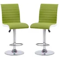 Ritz Height-Adjustable Bar Stools with Gas-Lift - Green, Faux Leather