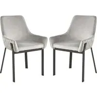 Riva Dining Chairs in Pair - Grey, Velvet