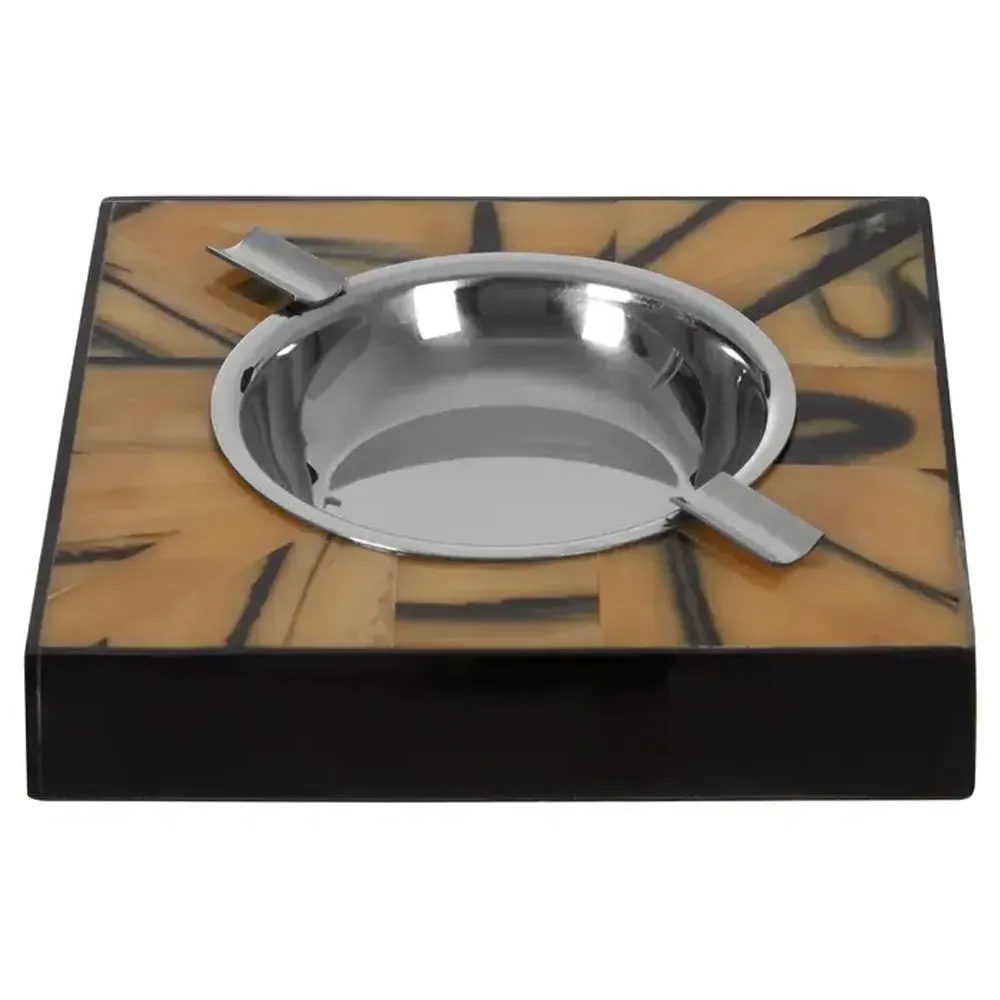 Riva Square Ashtray with Steel Bowl - Brown, Resin product