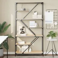Rivas Bookshelf with Steel Frame - Sonoma Oak