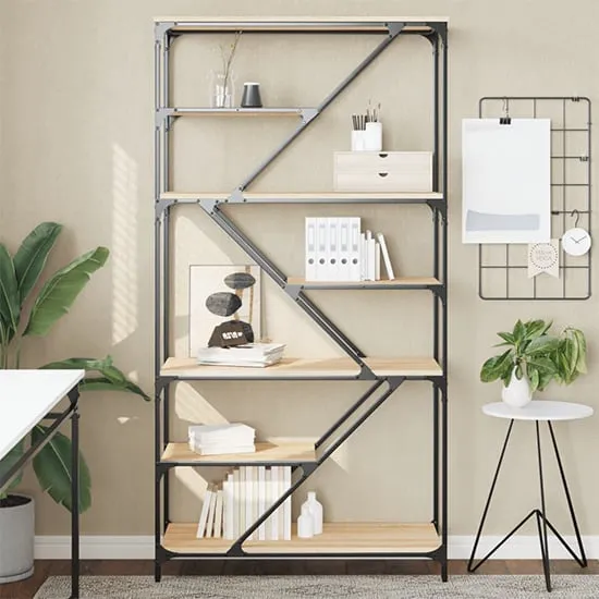 Rivas Bookshelf with Steel Frame - Sonoma Oak