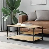 Rivas Coffee Table with 2 Shelves - Sonoma Oak