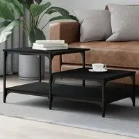 Rivas Coffee Table with 3 Shelves - Black