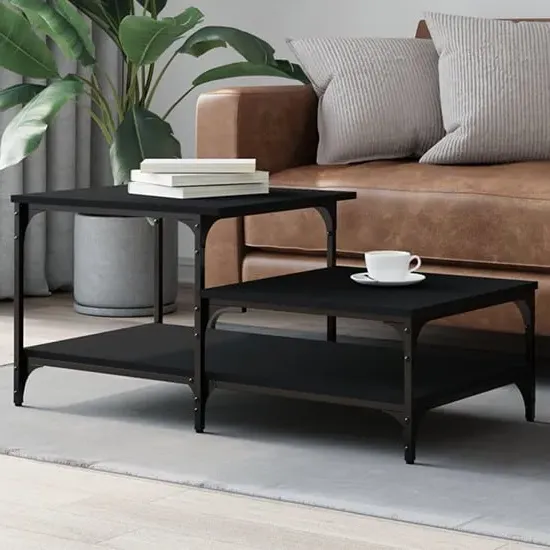 Rivas Coffee Table with 3 Shelves - Black image