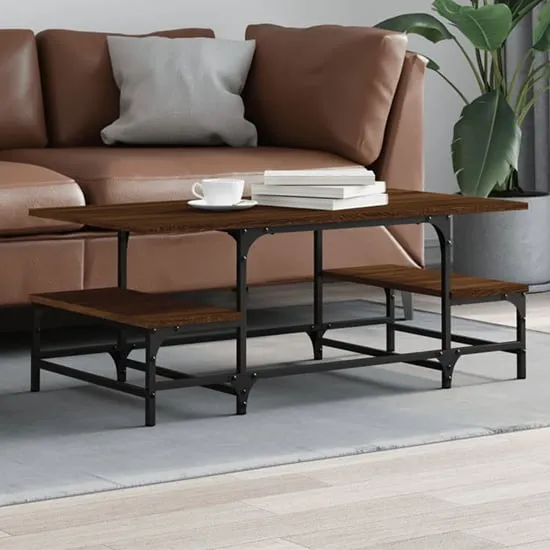 Rivas Coffee Table with Shelf - Brown Oak