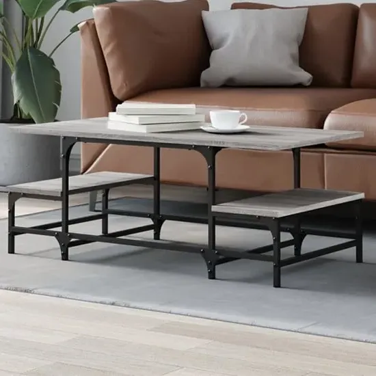 Rivas Coffee Table with Shelf - Grey Sonoma Oak