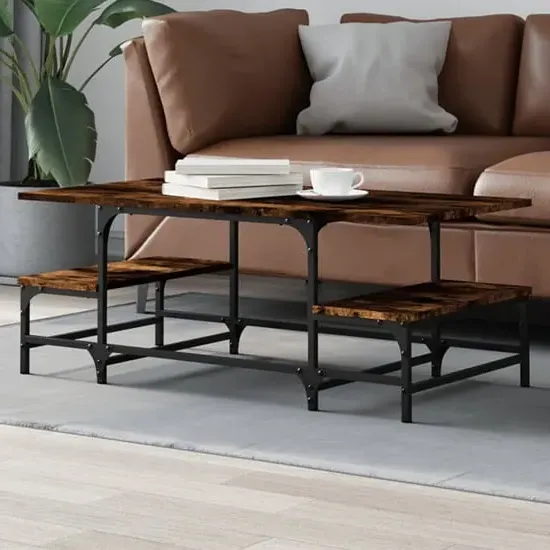 Rivas Coffee Table with Shelf - Smoked Oak