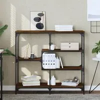 Rivas Console Table with 4 Shelves - Brown Oak, Engineered Wood alternate view