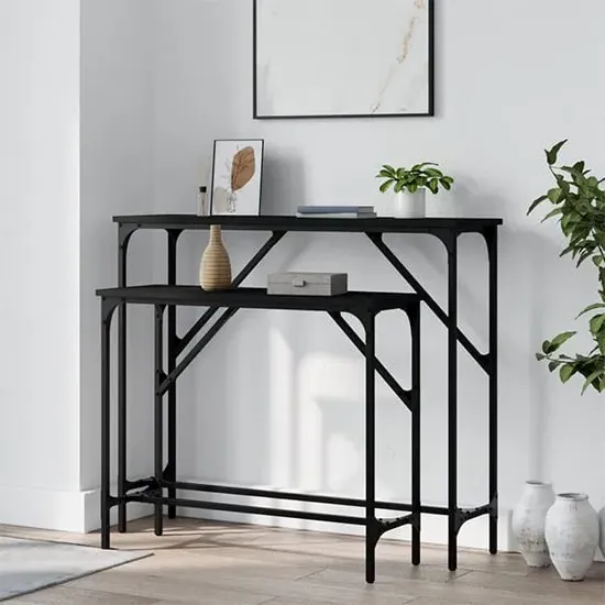 Rivas Set of 2 Console Tables - Black, Engineered Wood image