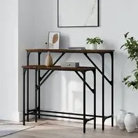 Rivas Set of 2 Console Tables - Brown Oak, Engineered Wood