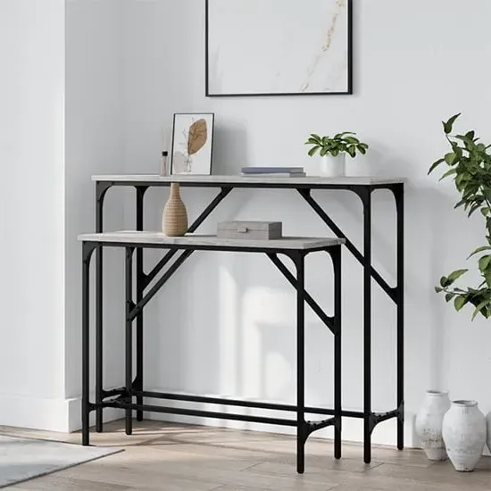 Rivas Set of 2 Console Tables - Grey Sonoma Oak, Engineered Wood