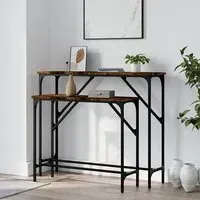 Rivas Set of 2 Console Tables - Smoked Oak, Engineered Wood