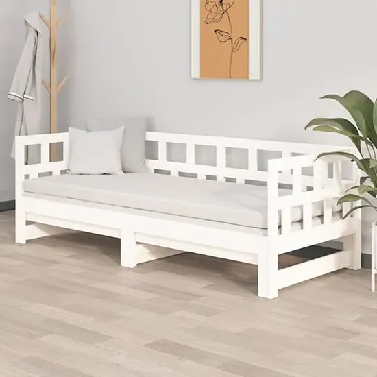 Rivas Single Pull-out Day Bed - White, Pinewood