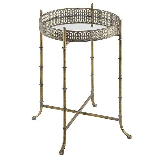 Rivera Large Round Side Table - Gold, Metal
