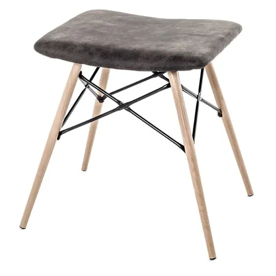 Riverhead Faux Leather Stool - Grey, Beech image