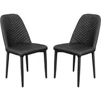 Riverside Dining Chairs Pair - Black, PU Leather