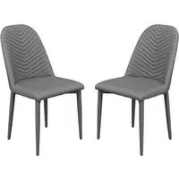 Riverside Dining Chairs Pair - Grey, PU Leather