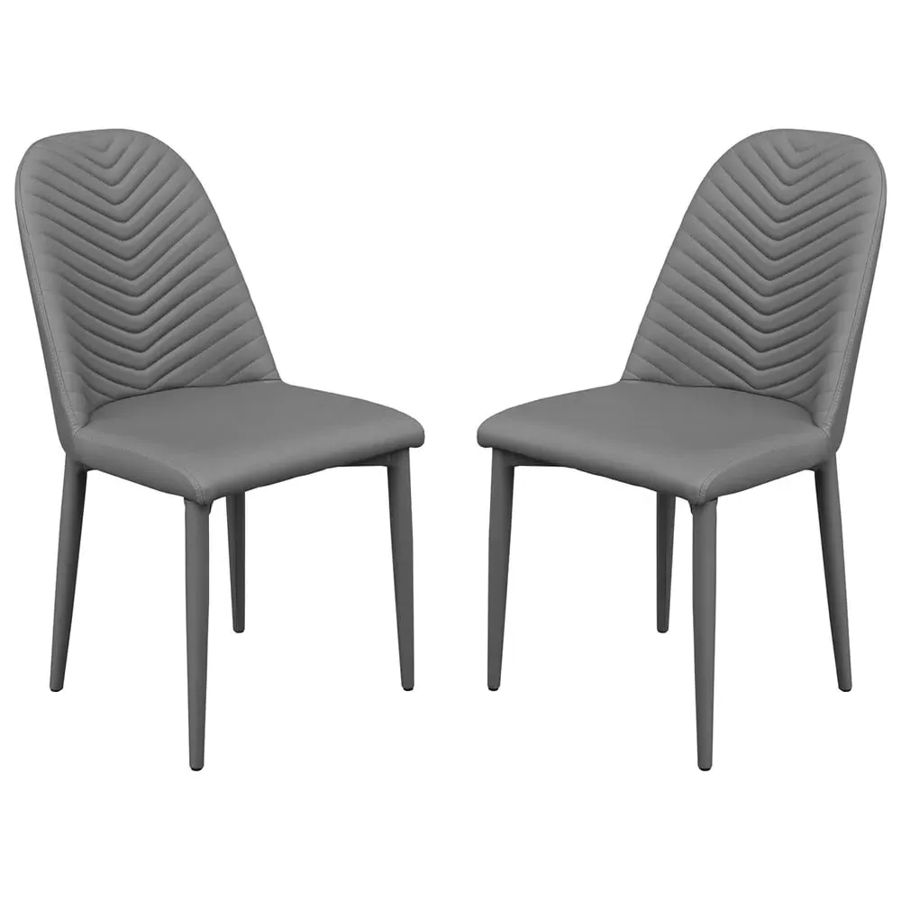 Riverside Dining Chairs Pair - Grey, PU Leather