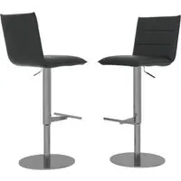 Riverton Swivel Bar Chairs with Height Adjustment - Black, Leather