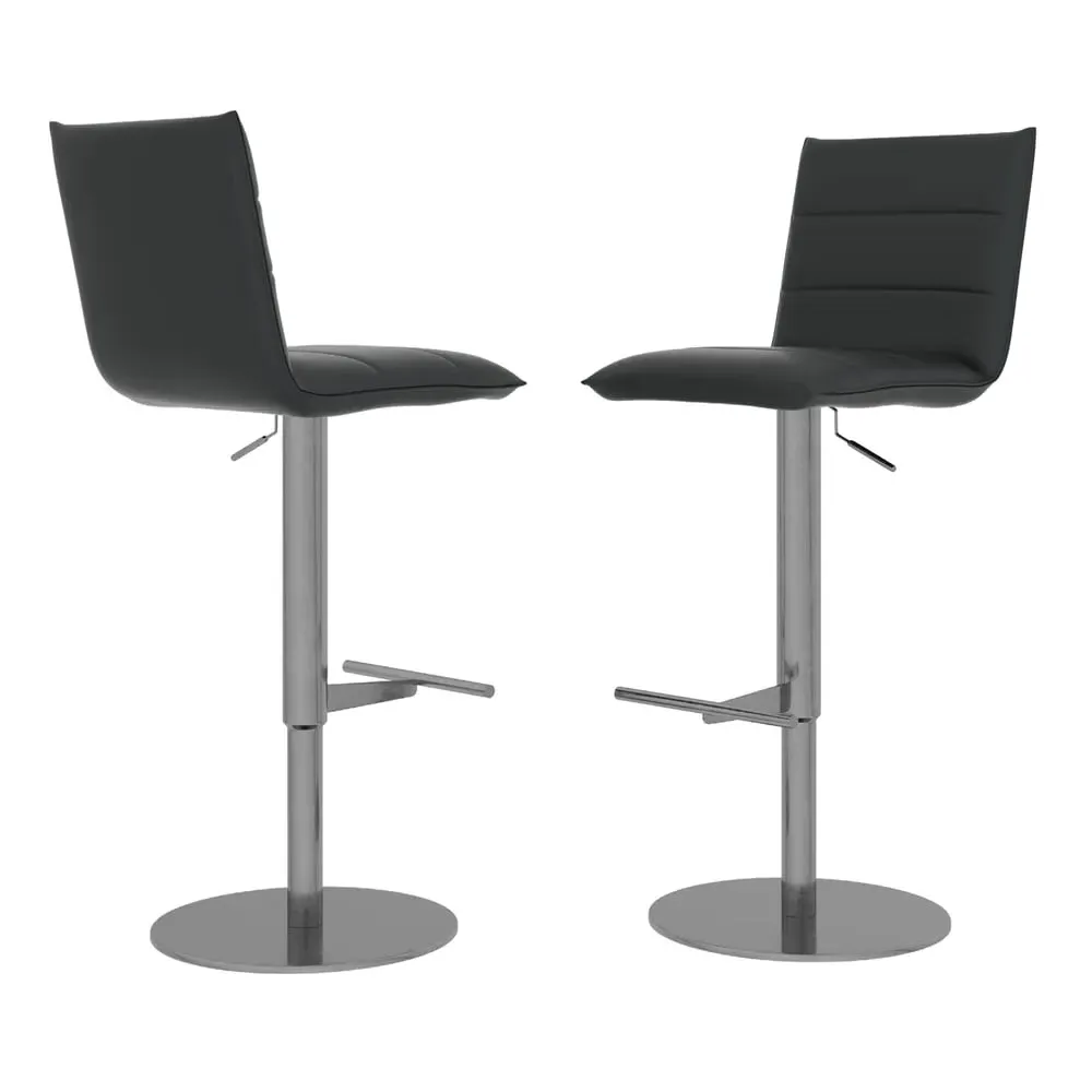 Riverton Swivel Bar Chairs with Height Adjustment - Black, Leather image
