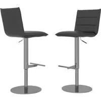 Riverton Swivel Bar Chairs with Height Adjustment - Grey, Leather