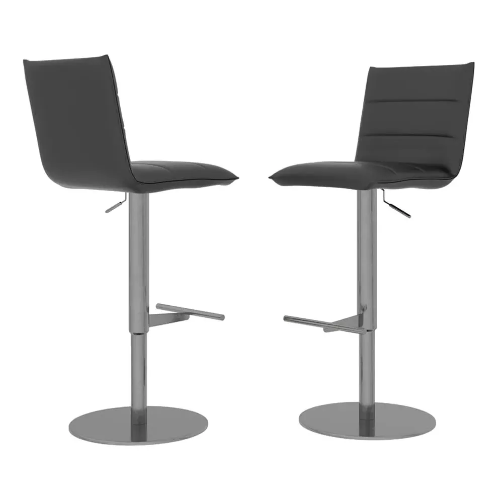 Riverton Swivel Bar Chairs with Height Adjustment - Grey, Leather