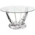 Riviera Round Dining Table - Clear Glass, Marble Effect