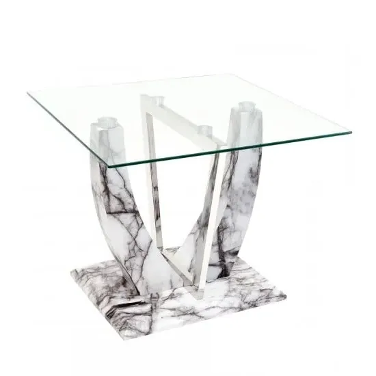 Riviera Square Lamp Table - Clear, Glass