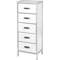 Rivota 5 Drawer Chest - Silver, Mirrored Glass