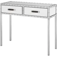 Rivota Console Table with 2 Drawers - Silver, Mirrored Glass