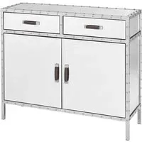 Rivota Sideboard with 2 Doors 2 Drawers - Silver, Mirrored Glass