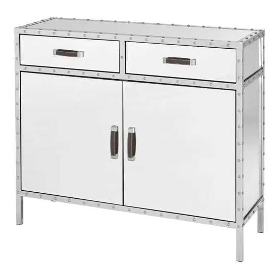 Rivota Sideboard with 2 Doors 2 Drawers - Silver, Mirrored Glass