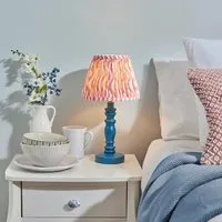 Riyadh 20cm Shade Wood Table Lamp - Blue, Fabric