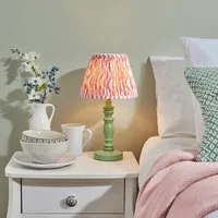 Riyadh 20cm Shade Wood Table Lamp - Green, Fabric
