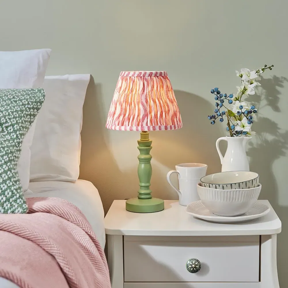 Riyadh 20cm Shade Wood Table Lamp - Green, Fabric