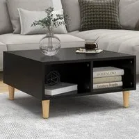 Riye Coffee Table with 2 Shelves - Black, Wood