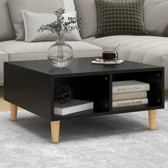 Riye Coffee Table with 2 Shelves - Black, Wood