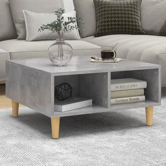 Riye Coffee Table with 2 Shelves - Concrete Effect, Wood