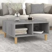 Riye Coffee Table with 2 Shelves - Grey, Wood