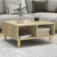 Riye Coffee Table with 2 Shelves - Sonoma Oak, Wood