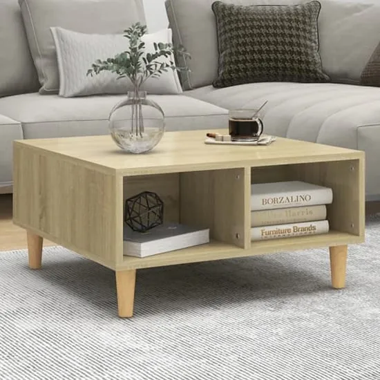Riye Coffee Table with 2 Shelves - Sonoma Oak, Wood