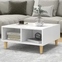Riye Coffee Table with 2 Shelves - White, Wood